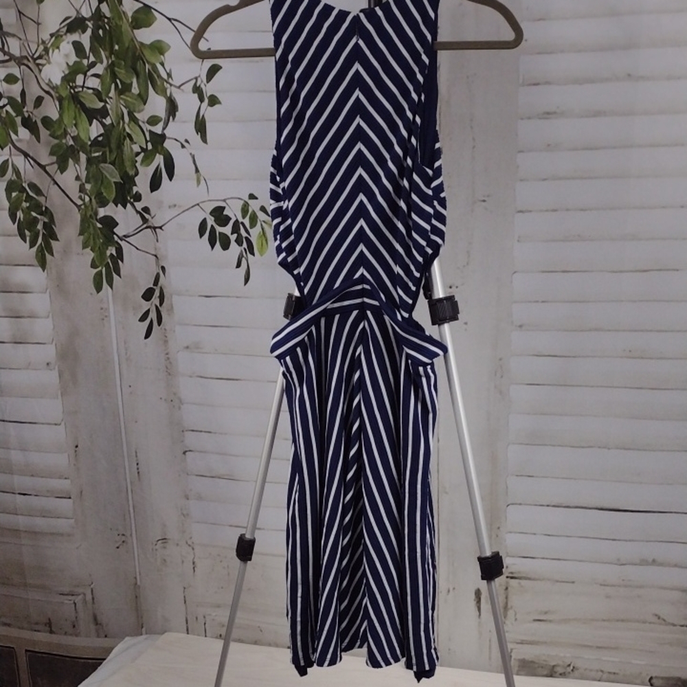 Hutch For Anthropolohie Navy Striped Sleeveless Cutout Dress Size S - Picture 5 of 6